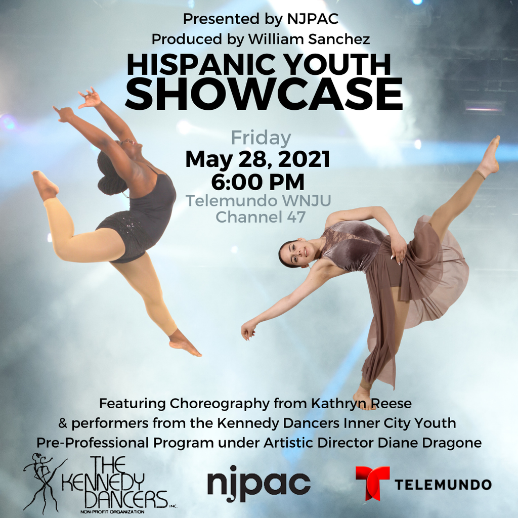Hispanic Youth Showcase flyerDancers performing in Mid air. 