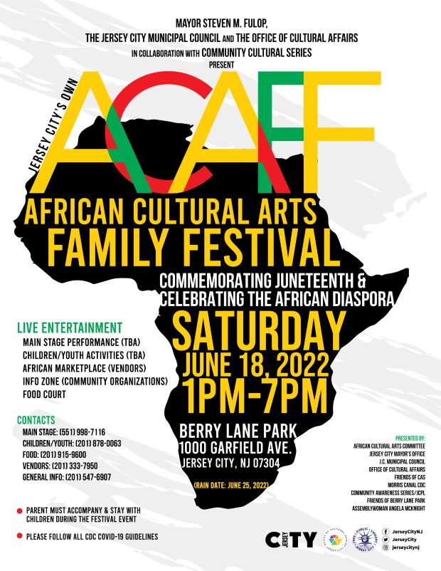 The flyer is a map of Africa with all the event information running through the entire page over the map. 
