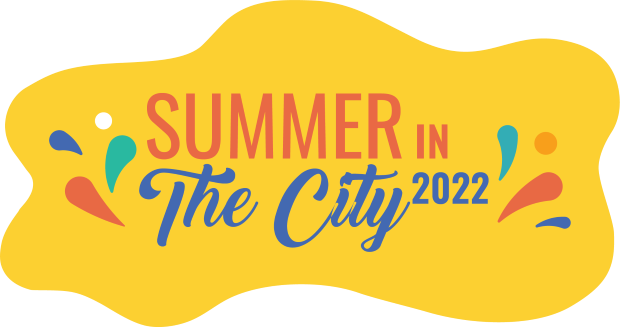 A YELLOW BUBBLE WITH SUMMER IN THE CITY 2022 WRITTEN IN THE MIDDLE