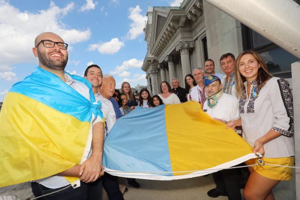 Group picture from Ukraine flag raising. 