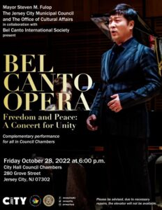 On the left hand side of the flyer from top to bottom is all information about the opera. The right side of the flyer is a picture of a man from the opera singing.