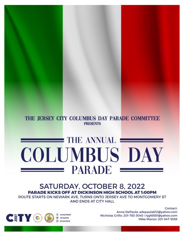 The flyer is a vertical picture of the Italian flag. The lower portion of the flyer is the information for the parade. 