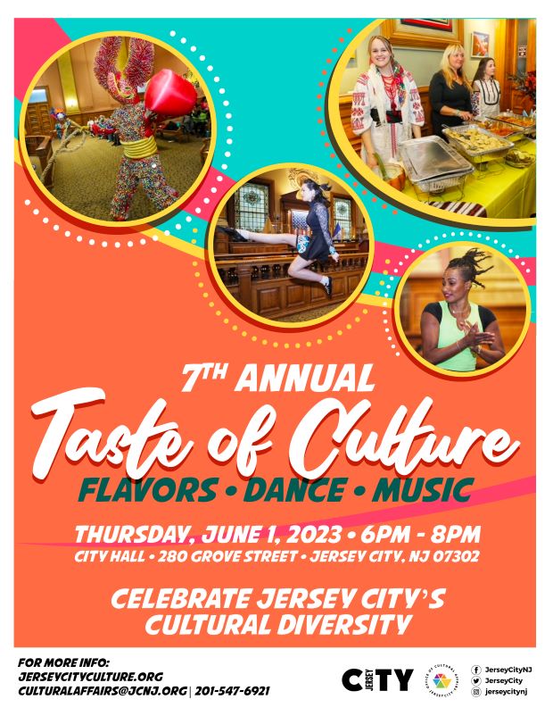The flyer has pictures along the top half of the page from last years taste of culture. The lower half of the page is the information regarding the event. 