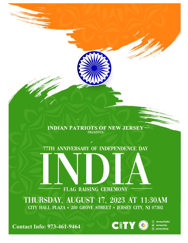 The flyer is the the colors of the Indian flag with all the information for the event listed from the center to the bottom of the page. 