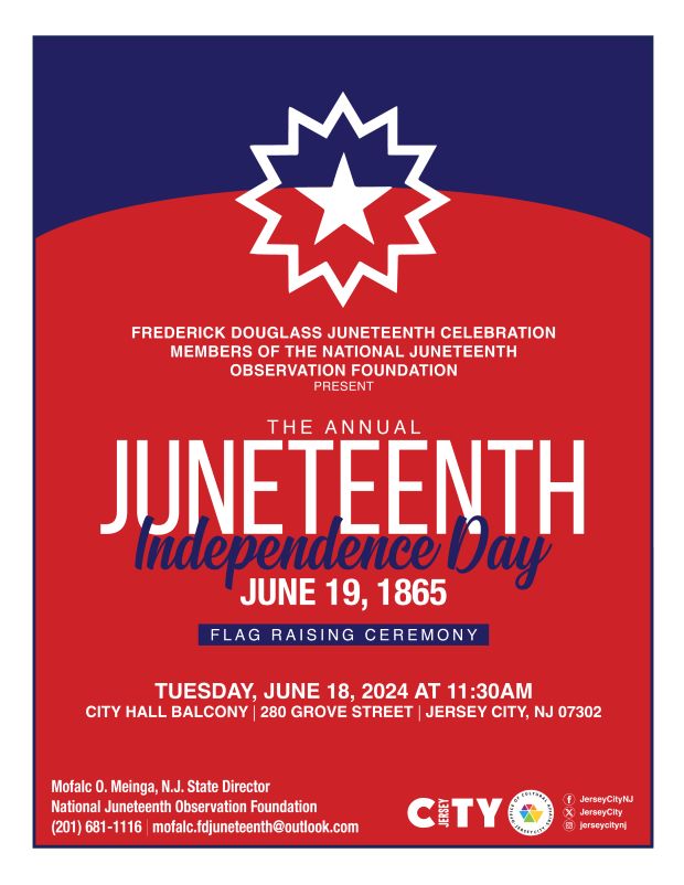 THE ANNUAL JUNETEENTH FLAG RAISING TUESDAY, JUNE18TH AT 11:30AM AT THE CITY HALL BALCONY